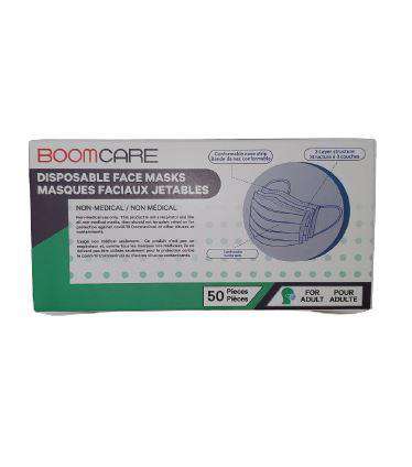 Boomcare Disposable 3 Ply Face Masks (50 per box) - One Source Medical Supplies