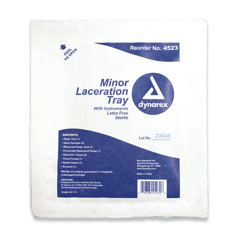 Dynarex Minor Laceration מגש עם מכשירים, 20/CS 