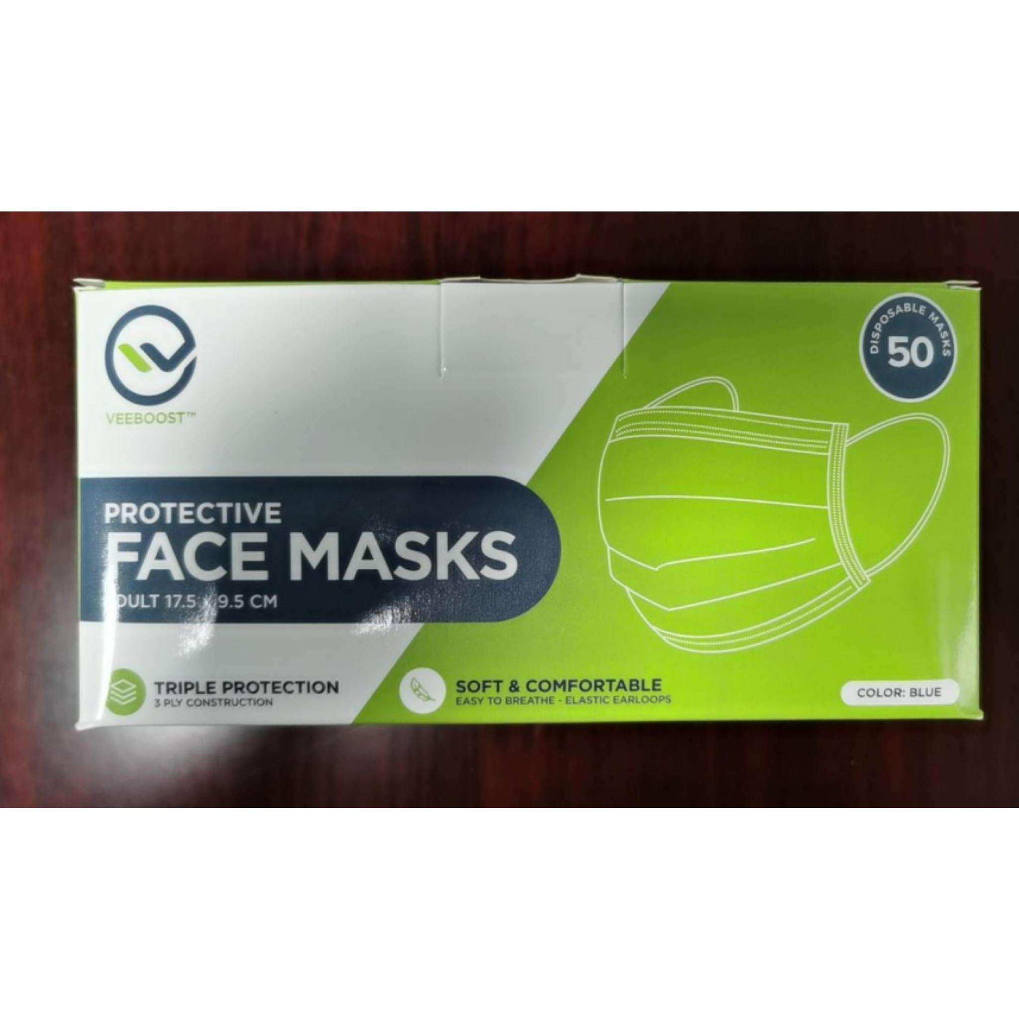 VeeBoost Breathable, Disposable, and Protective Face Masks 50 pcs - One Source Medical Supplies
