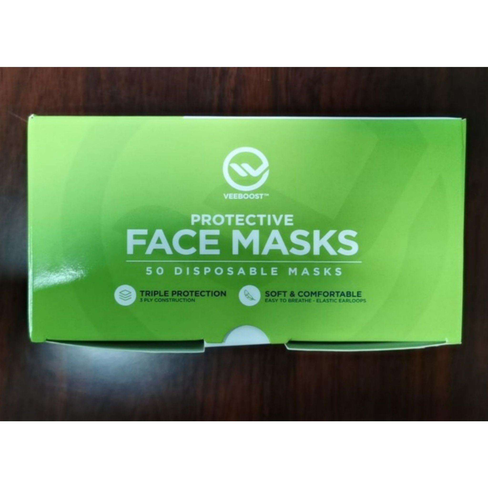 VeeBoost Breathable, Disposable, and Protective Face Masks 50 pcs - One Source Medical Supplies